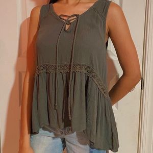 COPY - Olive Green Sleeveless Tank Peplum Blouse